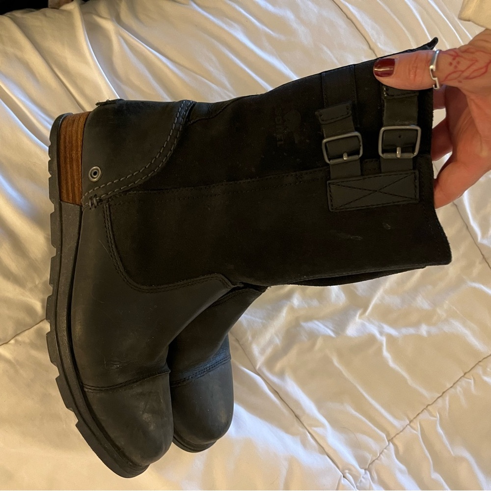 SOREL Black Buckle Ankle Boots